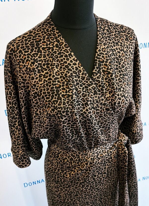 wrap dress leopard print brown viscose