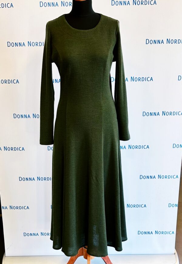 army green long wool dress