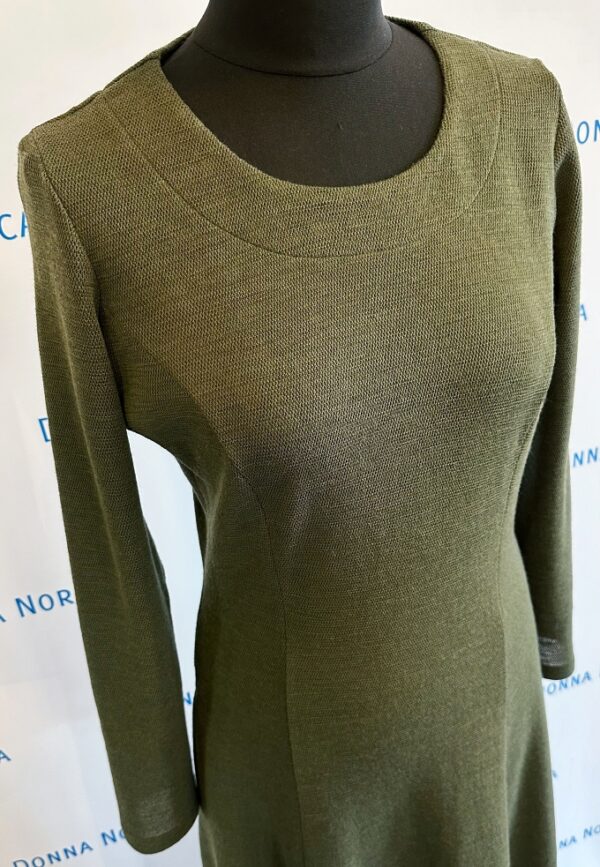 army green long wool dress