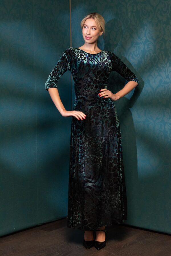 green black velvet dress