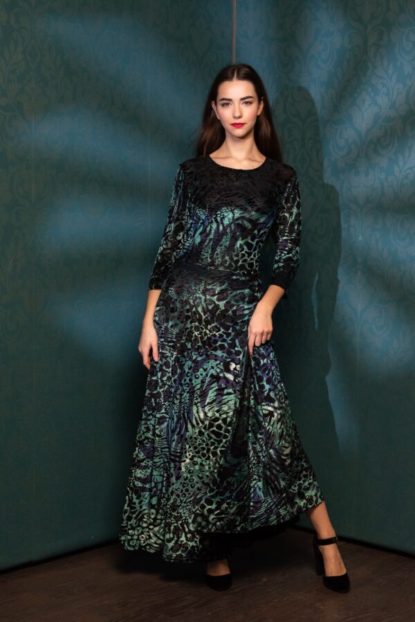 green black velvet dress maxi