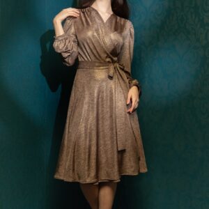 wrap dress melange gold bronze