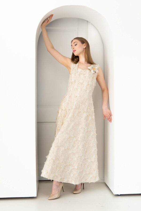 3d linen prom dress