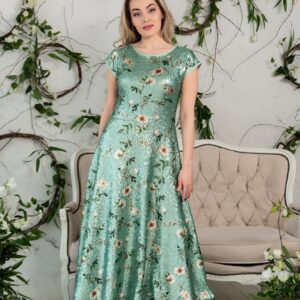 sequin maxi dress green flowery