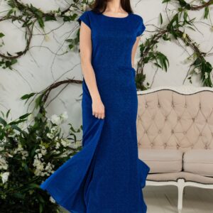 blue sparkly organza maxi dress