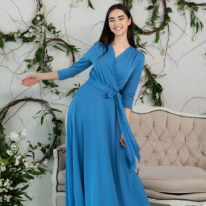 sky blue maxi wrap dress