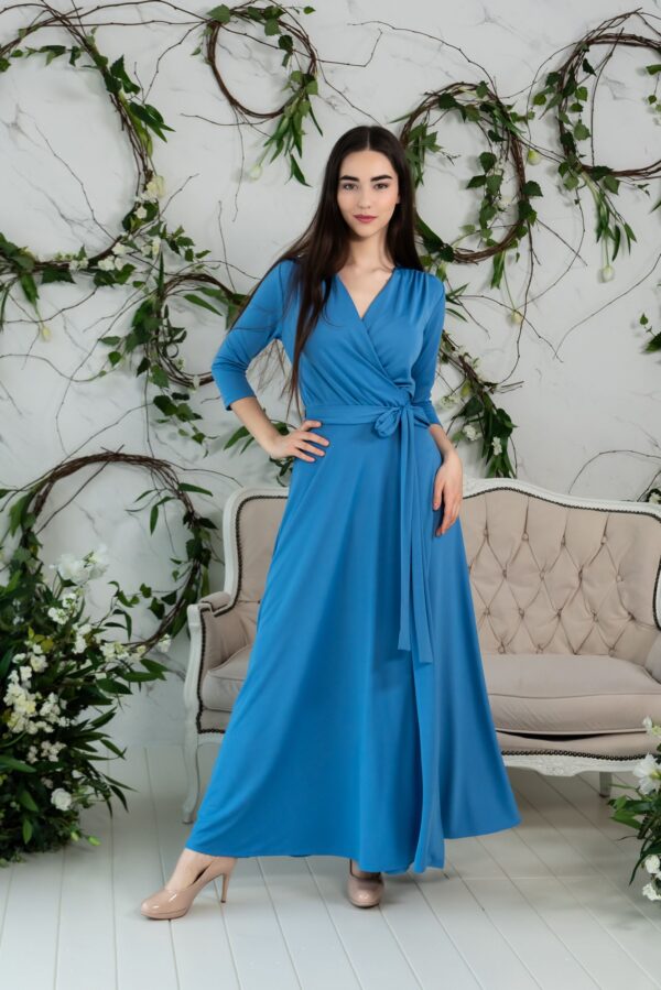 sky blue maxi wrap dress