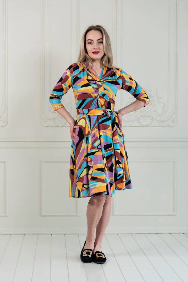 pop art print wrap dress