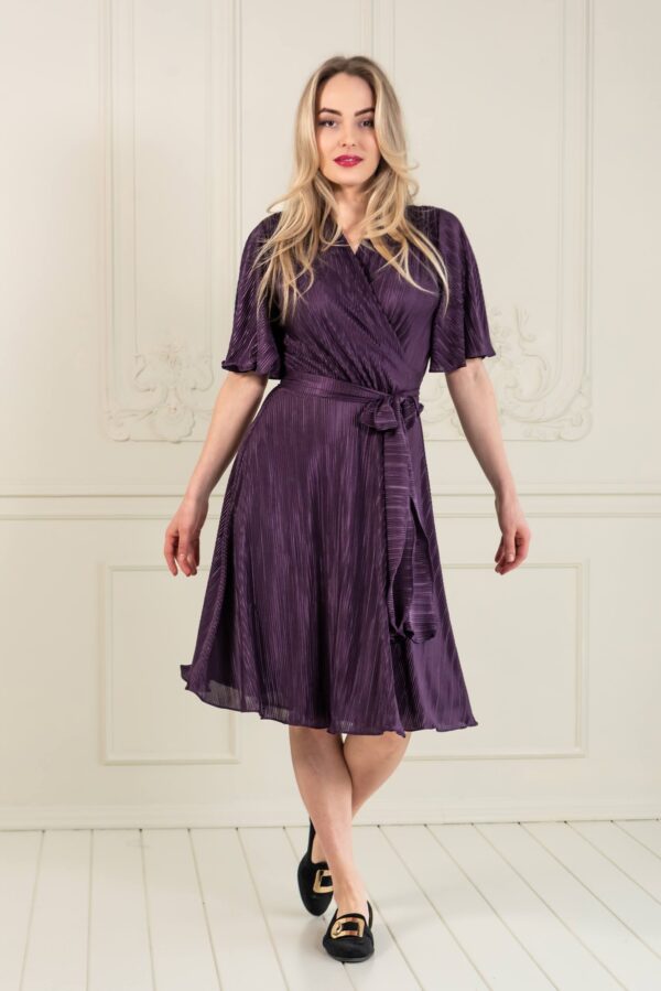 wrap dress violet pleated