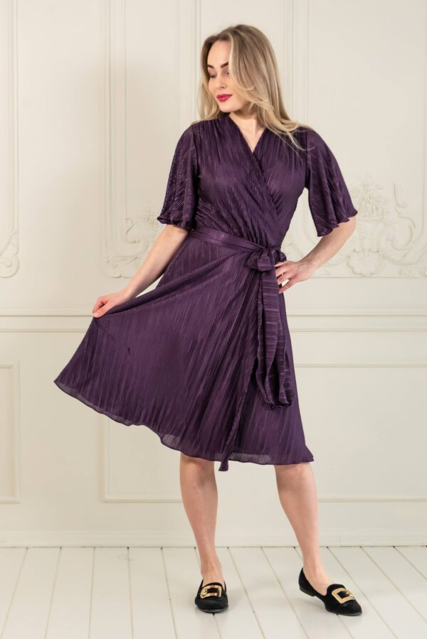 wrap dress violet pleated