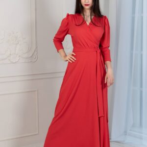 wrap dress maxi hot red