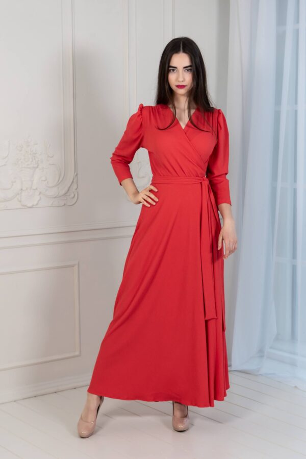 wrap dress maxi hot red