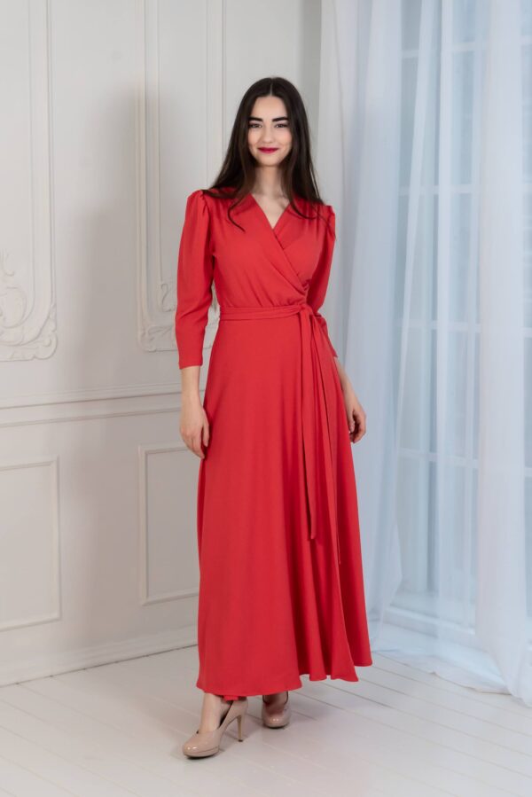 wrap dress maxi hot red