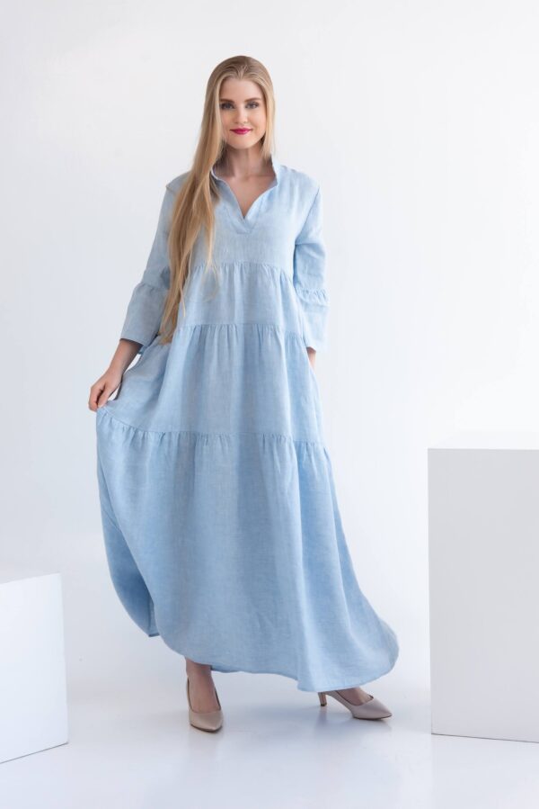 linen light blue dress