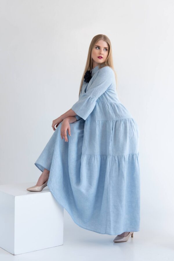 linen light blue dress