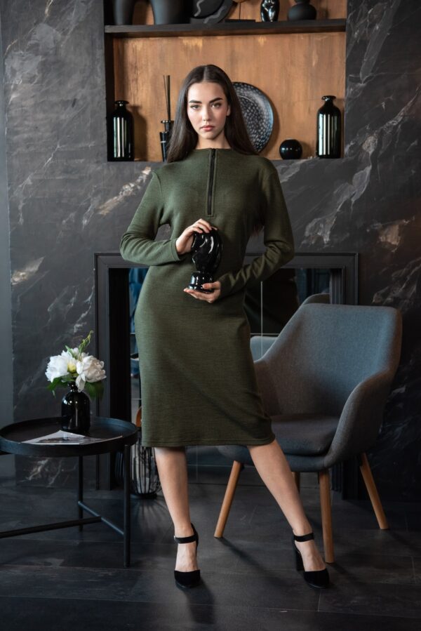 army green wool dress