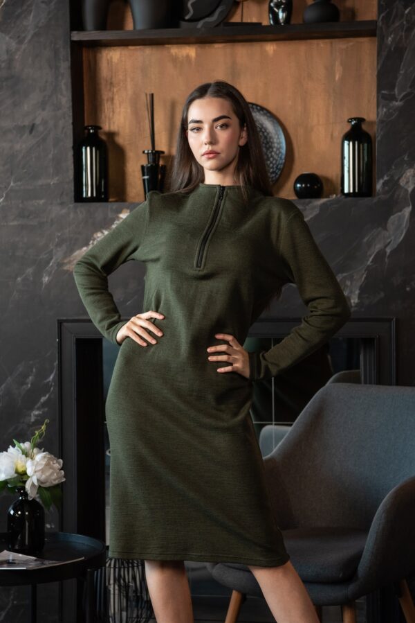 army green wool dress