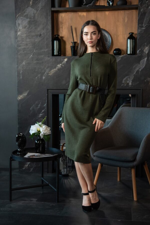 army green wool dress