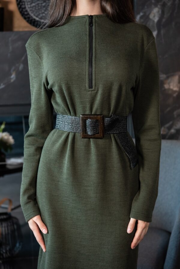 army green wool dress