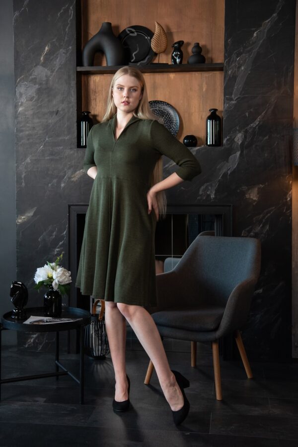 army green wool dress