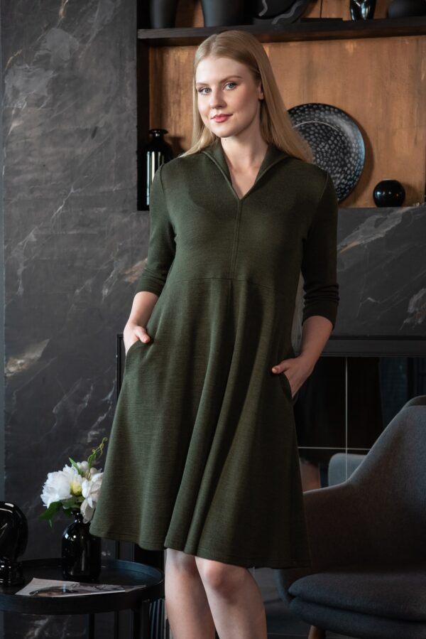 army green wool dress