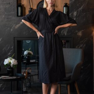 black viscose wrap dress