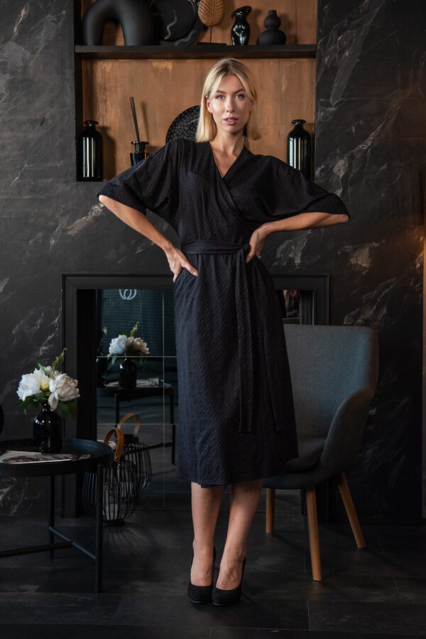 black viscose wrap dress