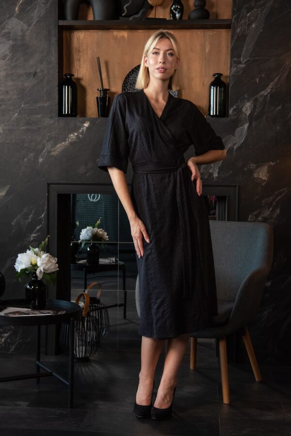 black viscose wrap dress