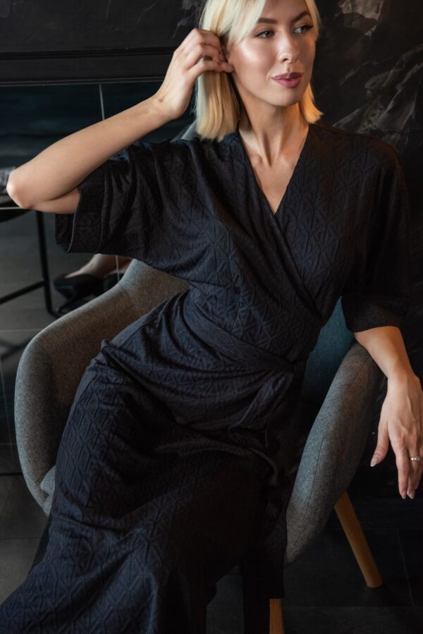 black viscose wrap dress