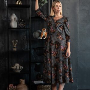 tartan and roses viscose dress