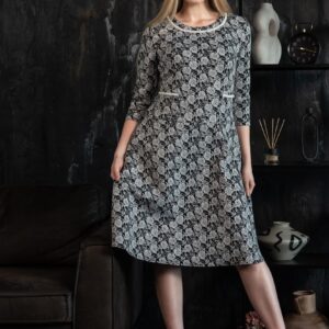 Jacquard dress roses pearl ribbons REVAL